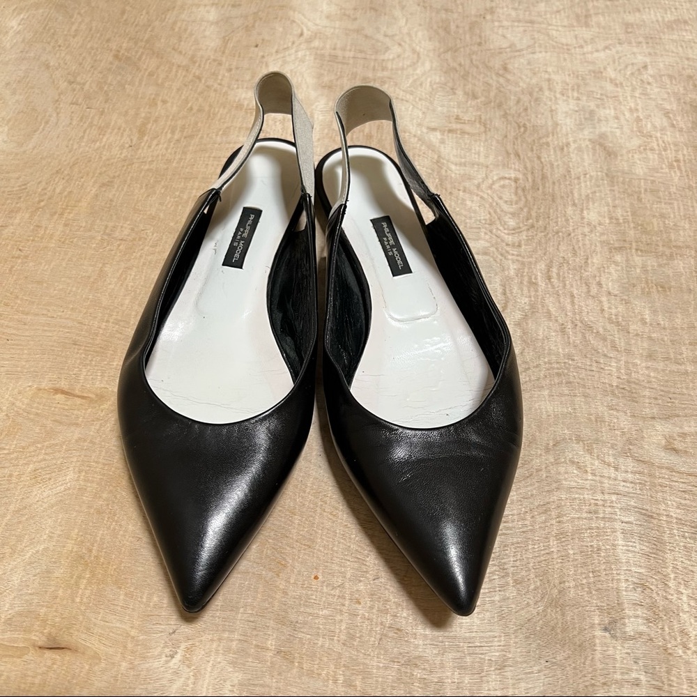 Philippe Model Paris Slingbacks Flats Leather Black Size 39.5